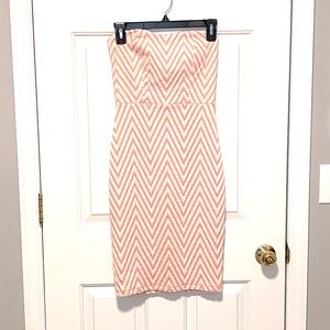 Just Me peach chevron strapless dress S 519